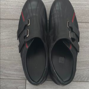 Men's Gucci Black Leather Shoes with Red and Green Stripes